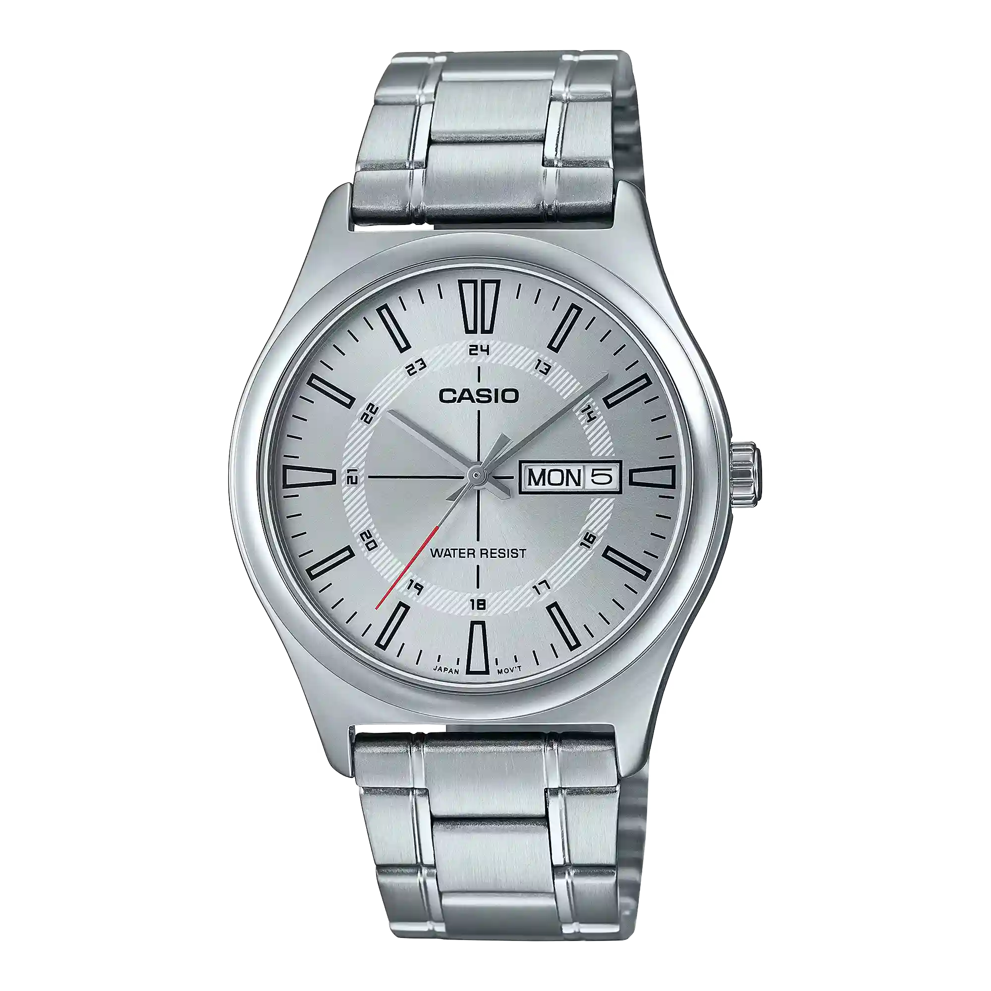 MTP-V006D-7C MTP-V006D-7C price in Pakistan – Casio silver bar index steel watch with day and date
