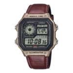 Casio AE-1200WHL-5AV price in Pakistan digital world time watch with brown leather strap