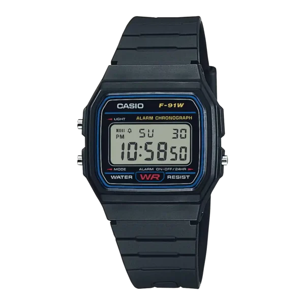 Casio F-91W-1 price in Pakistan black resin digital watch with alarm and stopwatch