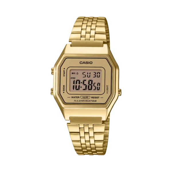 Casio LA680WGA-9 price in Pakistan all gold unisex retro digital watch with steel bracelet