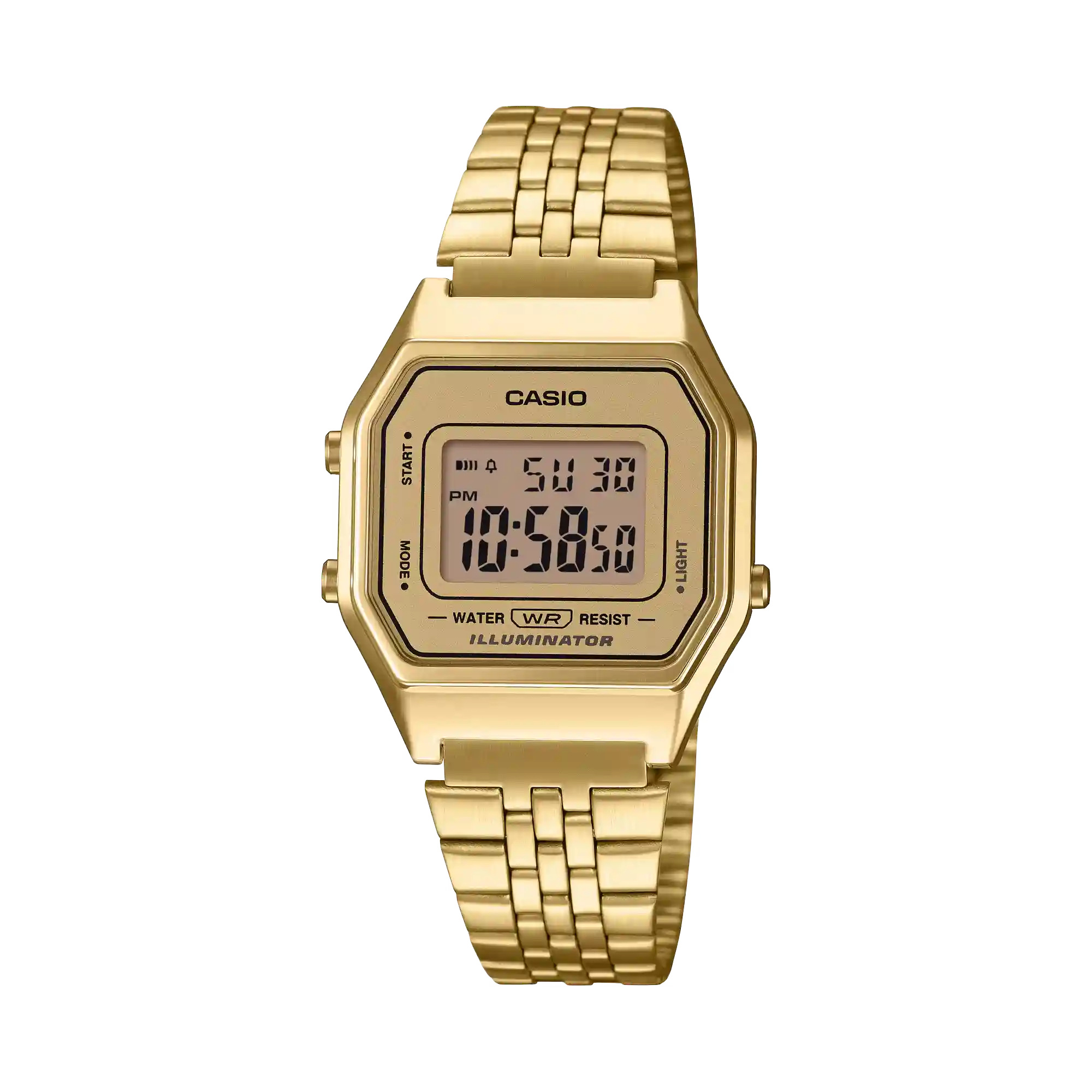 LA680WGA-9 Casio LA680WGA-9 price in Pakistan all gold unisex retro digital watch with steel bracelet