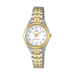 Casio LTP-1129G-7BR price in Pakistan – two-tone ladies watch with white dial
