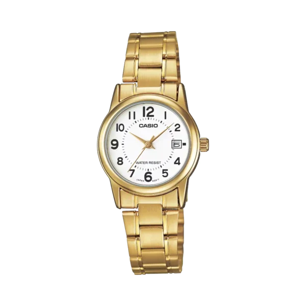 Casio LTP-V002G-7B price in Pakistan – gold tone ladies watch with white dial and date