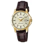 Casio LTP-V004GL-9A price in Pakistan – gold tone ladies watch with brown leather strap