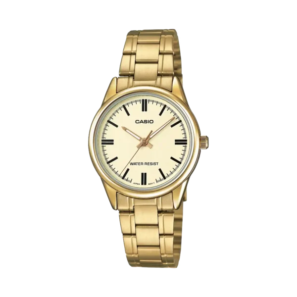 Casio LTP-V005G-9A price in Pakistan ladies gold tone stainless steel analog watch with cream dial