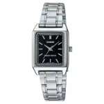 Casio LTP-V007D-1E price in Pakistan – silver rectangular ladies watch with black dial