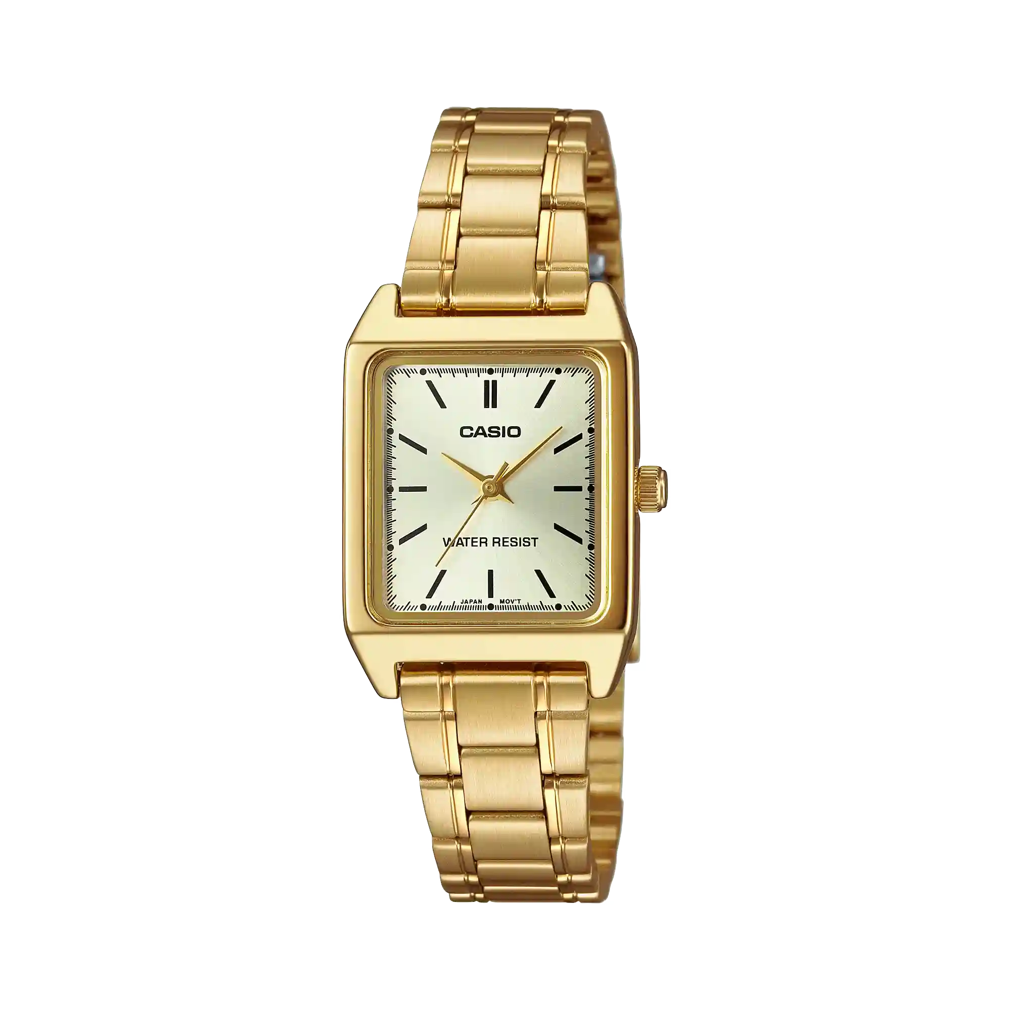 LTP-V007G-9E Casio LTP-V007G-9E price in Pakistan – gold tone rectangular ladies watch with champagne dial