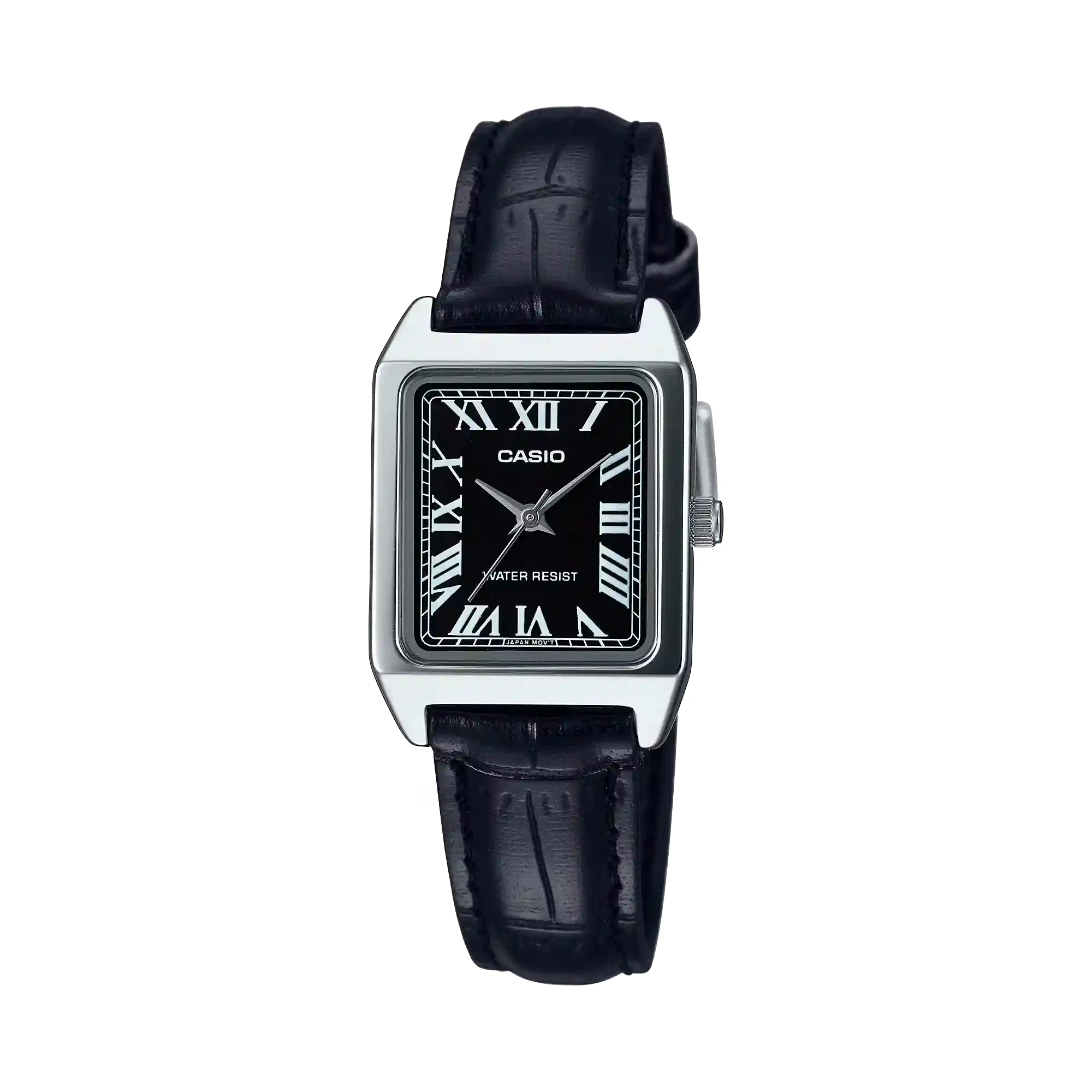 LTP-V007L-1B Casio LTP-V007L-1B price in Pakistan – black dial ladies watch with black leather strap