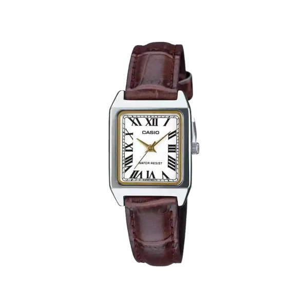 Casio LTP-V007L-7B2 price in Pakistan – white dial ladies watch with brown leather strap