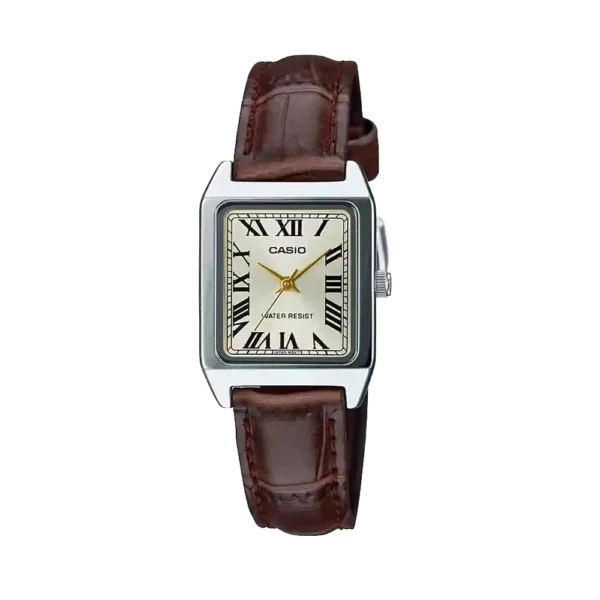 Casio LTP-V007L-9B price in Pakistan – Roman numeral ladies watch with brown leather strap