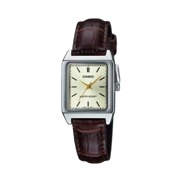 Casio LTP-V007L-9E price in Pakistan – rectangular ladies watch with brown leather strap