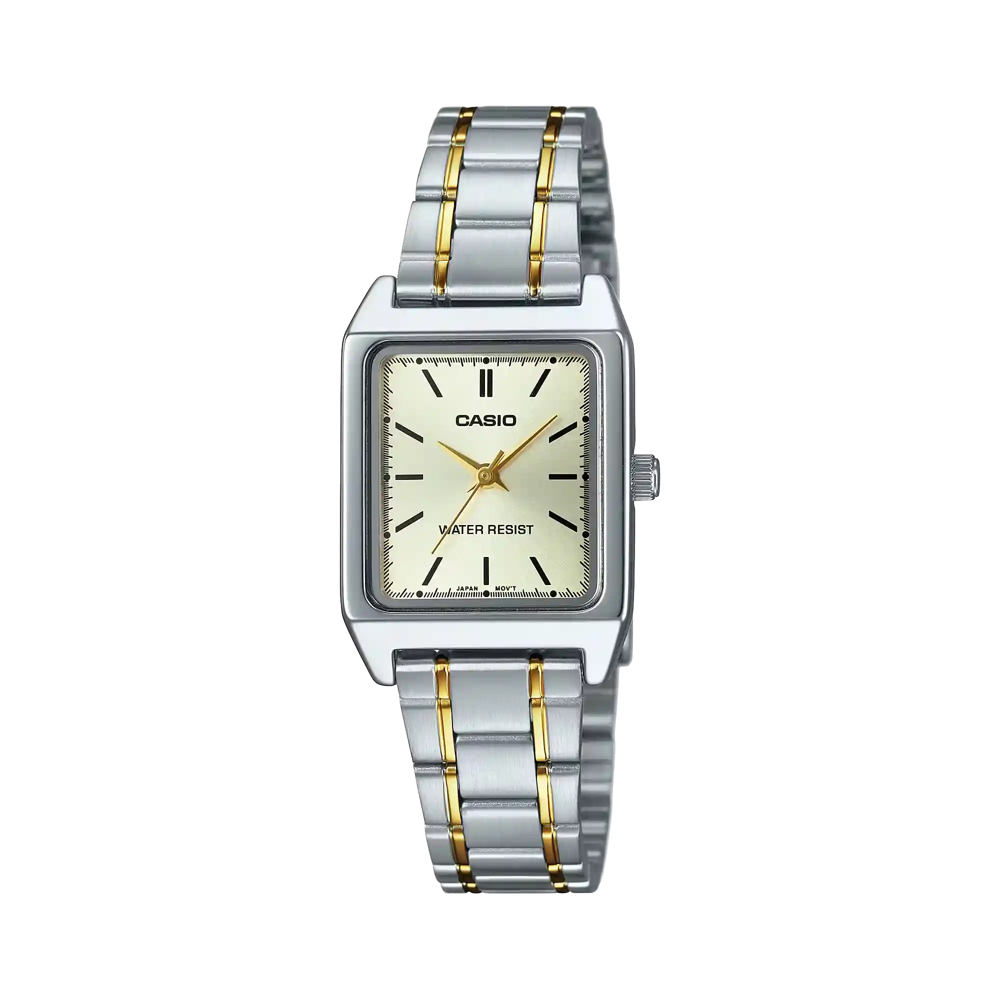 LTP-V007SG-9E Casio LTP-V007SG-9E price in Pakistan – two-tone rectangular ladies watch with champagne dial