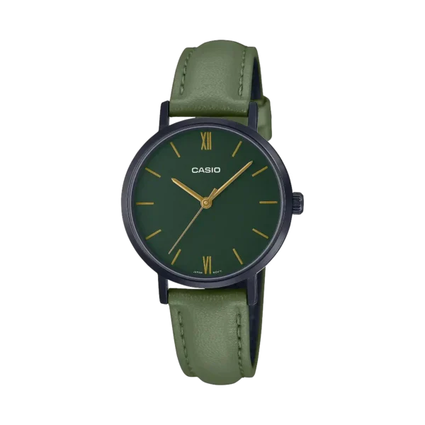 Casio LTP-VT02BL-3A price in Pakistan ladies green dial analog watch with green leather strap