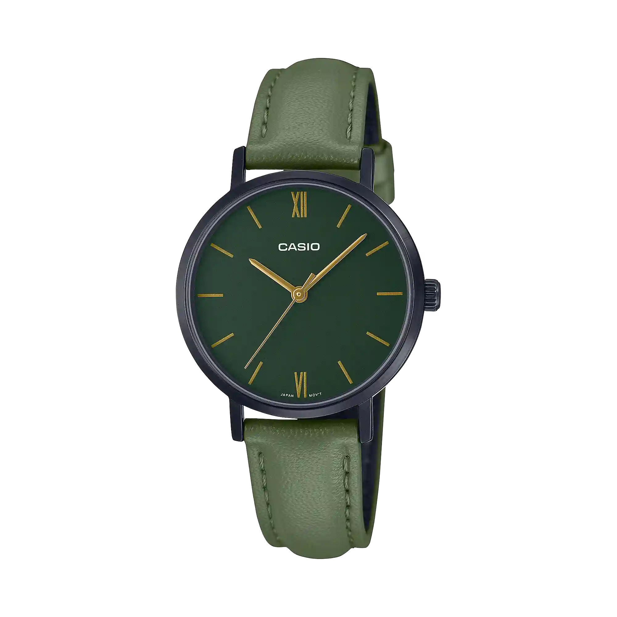 LTP-VT02BL-3A Casio LTP-VT02BL-3A price in Pakistan ladies green dial analog watch with green leather strap