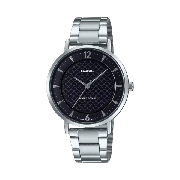 Casio LTP-VT04D-1A price in Pakistan ladies black textured dial stainless steel analog watch