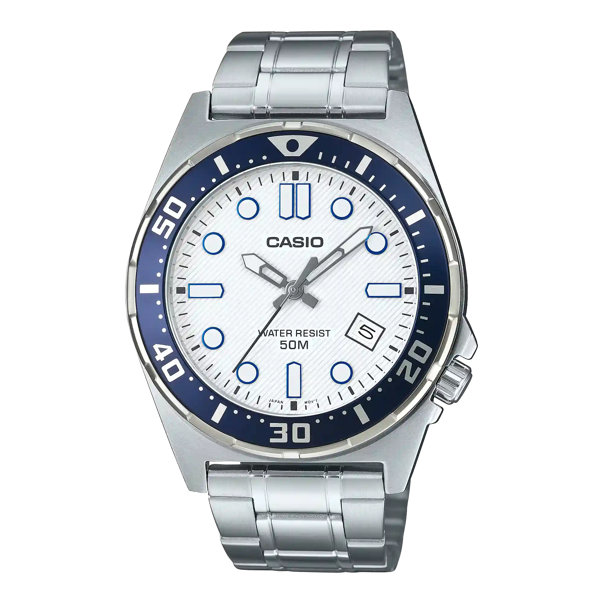 MTD-135D-7AV Casio MTD-135D-7AV price in Pakistan men's white dial blue bezel stainless steel diver style watch