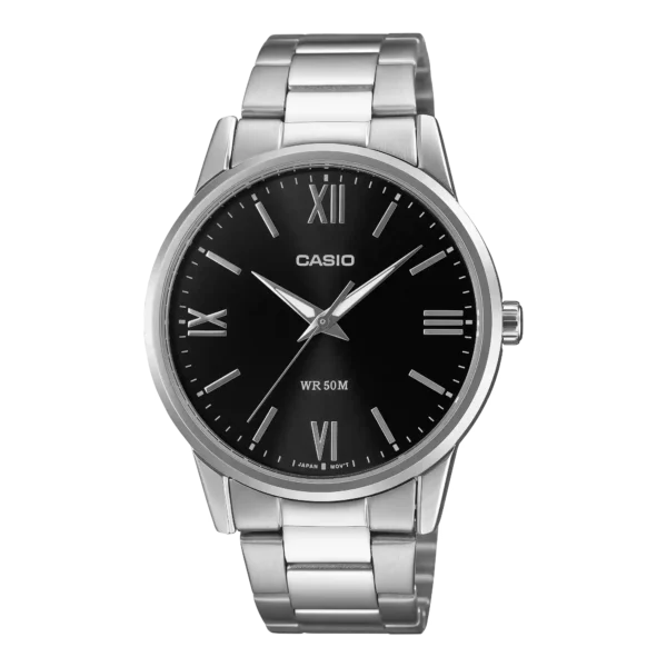 Casio MTP-1303DD-1AV price in Pakistan – men's silver watch with black Roman dial