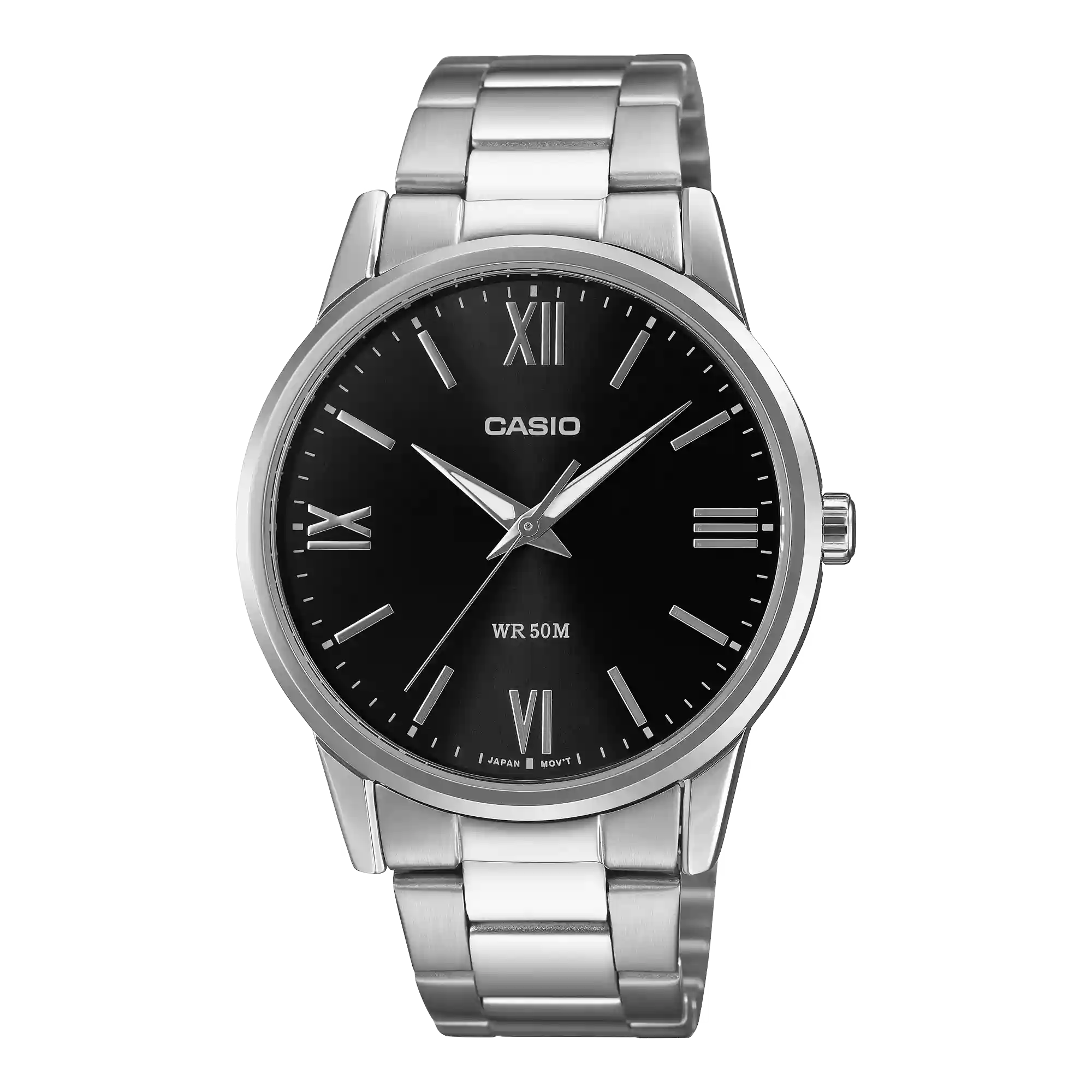 MTP-1303DD-1AV Casio MTP-1303DD-1AV price in Pakistan – men's silver watch with black Roman dial