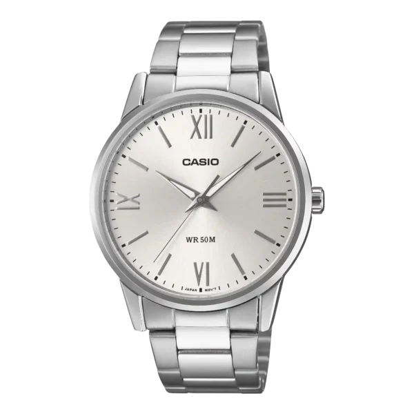 Casio MTP-1303DD-7AV price in Pakistan – men's all silver watch with Roman dial