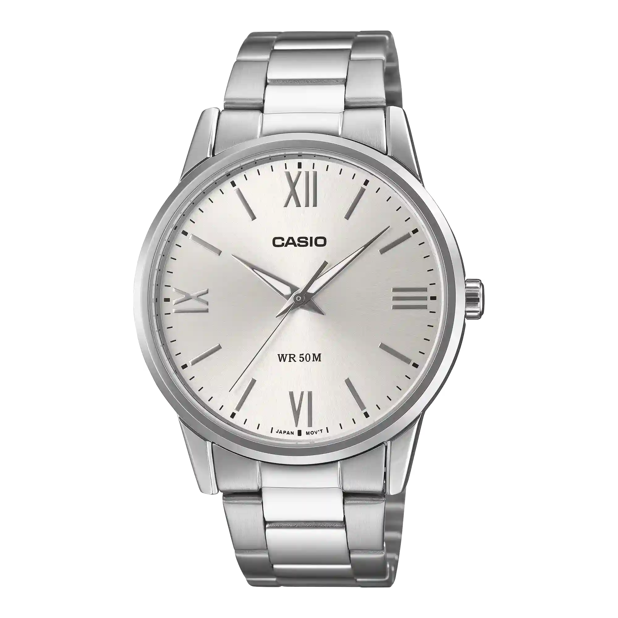 MTP-1303DD-7AV Casio MTP-1303DD-7AV price in Pakistan – men's all silver watch with Roman dial