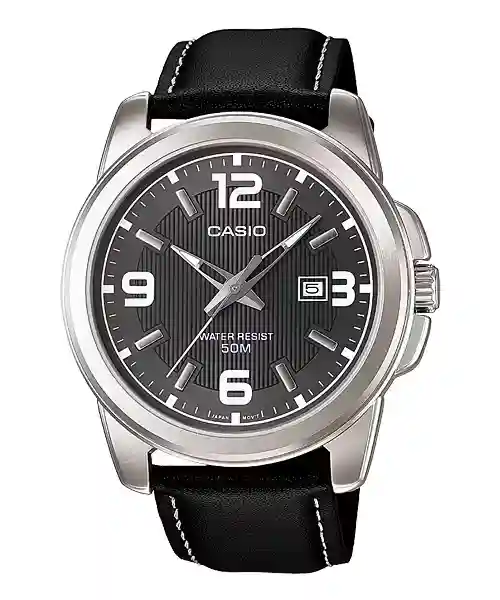Casio MTP-1314L-8AV price in Pakistan – men's watch with dark grey dial and black leather strap