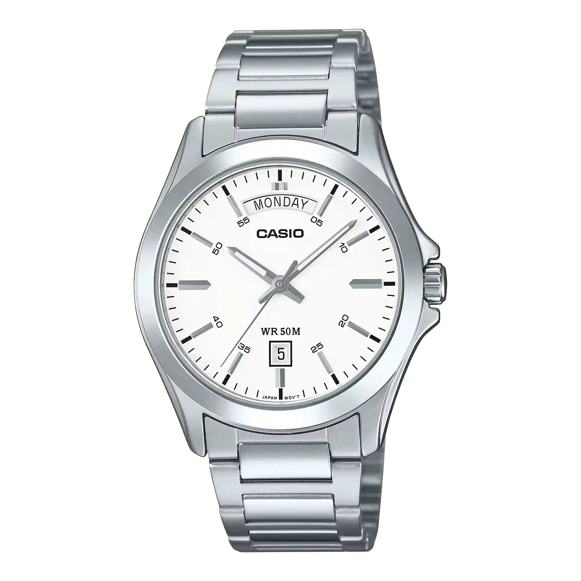 MTP-1370D-7A3V Casio MTP-1370D-7A3V price in Pakistan men's white dial stainless steel analog watch with day and date