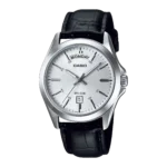 Casio MTP-1370L-7AV price in Pakistan men's silver dial analog watch with black leather strap and day date