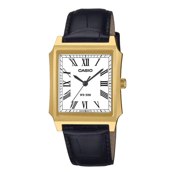 Casio MTP-B190GL-7BV price in Pakistan – men's gold rectangular watch with leather strap