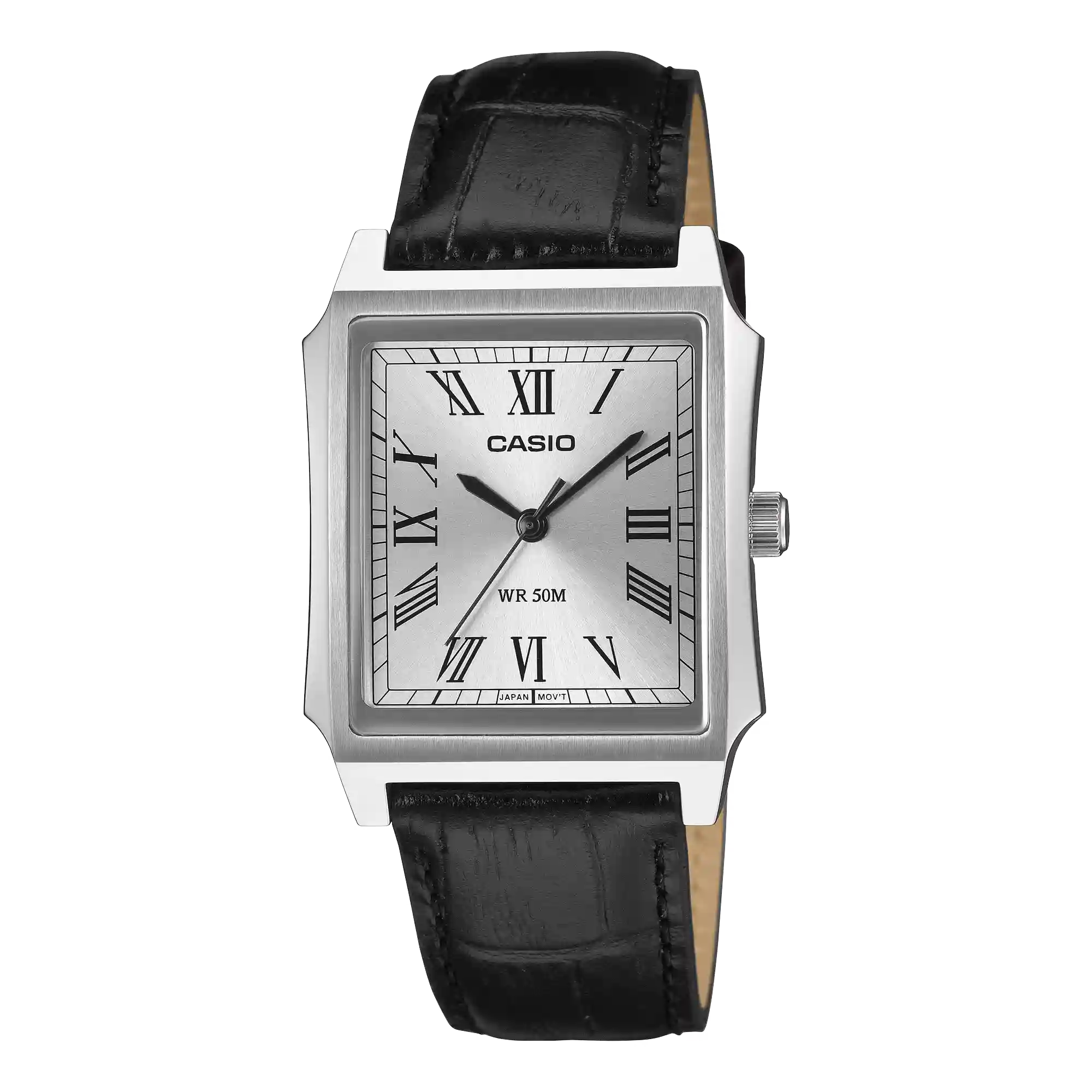 MTP-B190L-7BV Casio MTP-B190L-7BV price in Pakistan – men's silver rectangular watch with leather strap
