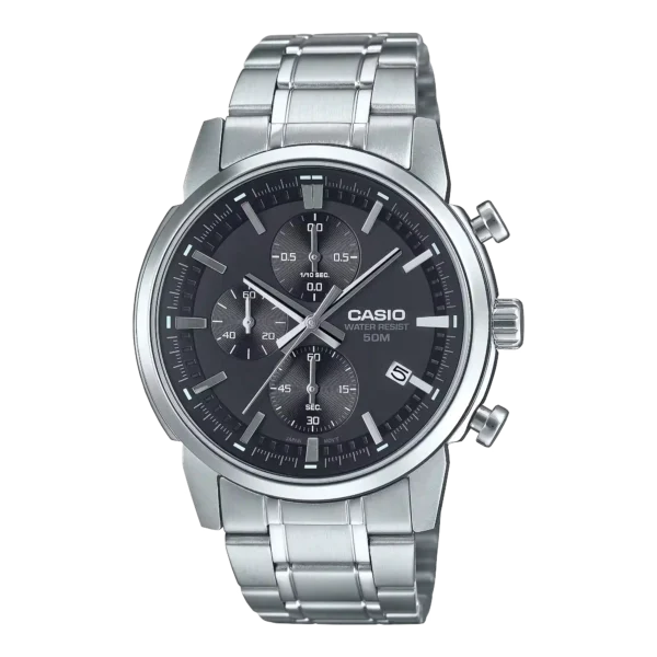 Casio MTP-E510D-1A1V price in Pakistan black dial men's chronograph watch with stainless steel band