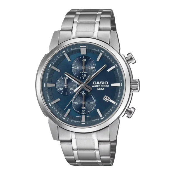 Casio MTP-E510D-2A2V price in Pakistan blue dial men's chronograph watch with stainless steel band