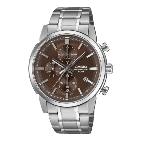 Casio MTP-E510D-5AV price in Pakistan brown dial men's chronograph watch with stainless steel band