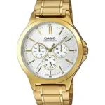 Casio MTP-V300G-7A price in Pakistan silver dial men's gold tone analog watch with gold steel band