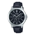 Casio MTP-V300L-1A price in Pakistan - men's analog watch with black dial and black leather strap