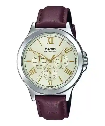 Casio MTP-V300L-9A price in Pakistan - men's analog watch with burgundy leather strap