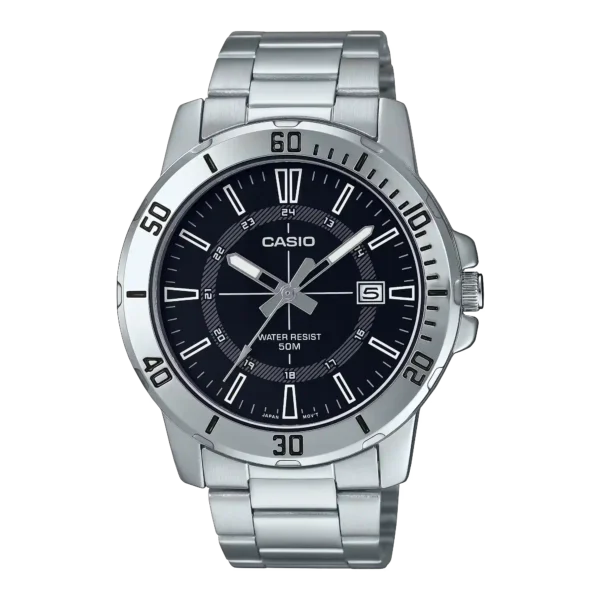 Casio MTP-VD01D-1CV price in Pakistan men's sporty black dial stainless steel analog watch