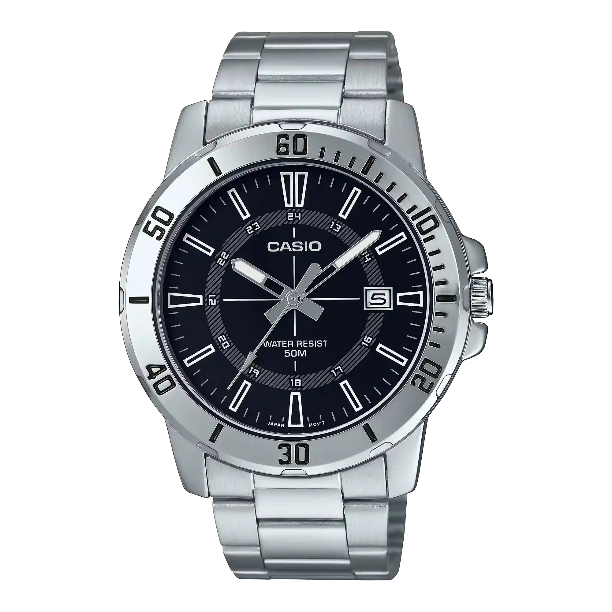 MTP-VD01D-1CV Casio MTP-VD01D-1CV price in Pakistan men's sporty black dial stainless steel analog watch