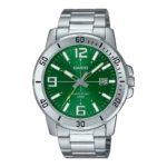 Casio MTP-VD01D-3BV price in Pakistan - men's stainless steel watch with green dial and date display