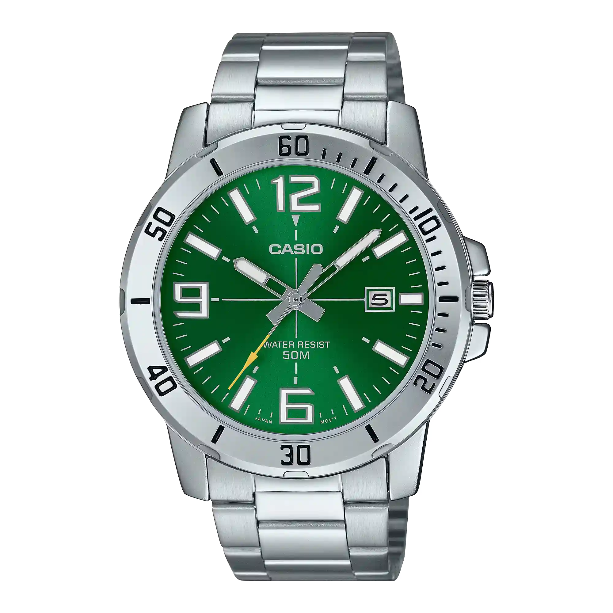 MTP-VD01D-3BV Casio MTP-VD01D-3BV price in Pakistan - men's stainless steel watch with green dial and date display