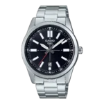 Casio MTP-VD02D-1E price in Pakistan - men's stainless steel watch with black dial and red second hand