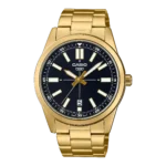 Casio MTP-VD02G-1E price in Pakistan - men's gold tone watch with black dial and date display