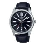 Casio MTP-VD02L-1E price in Pakistan - men's watch with black dial and black leather strap