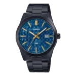 Casio MTP-VD03B-2A price in Pakistan - men's black steel watch with textured blue dial and date display