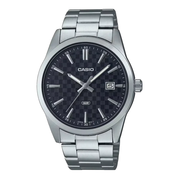 Casio MTP-VD03D-1A price in Pakistan men's black textured dial stainless steel analog watch with date
