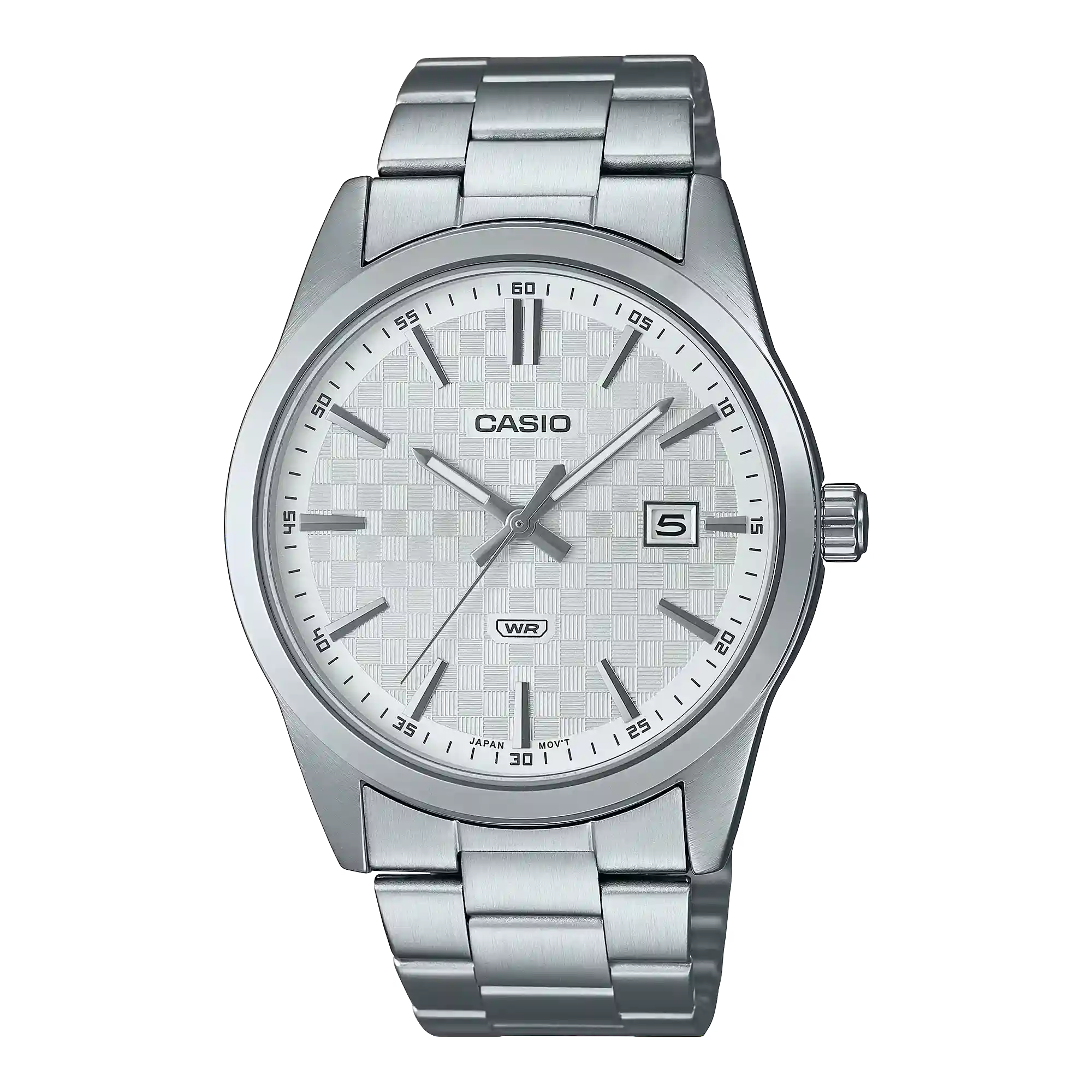MTP-VD03D-7A Casio MTP-VD03D-7A price in Pakistan - men's stainless steel watch with textured silver dial and date display