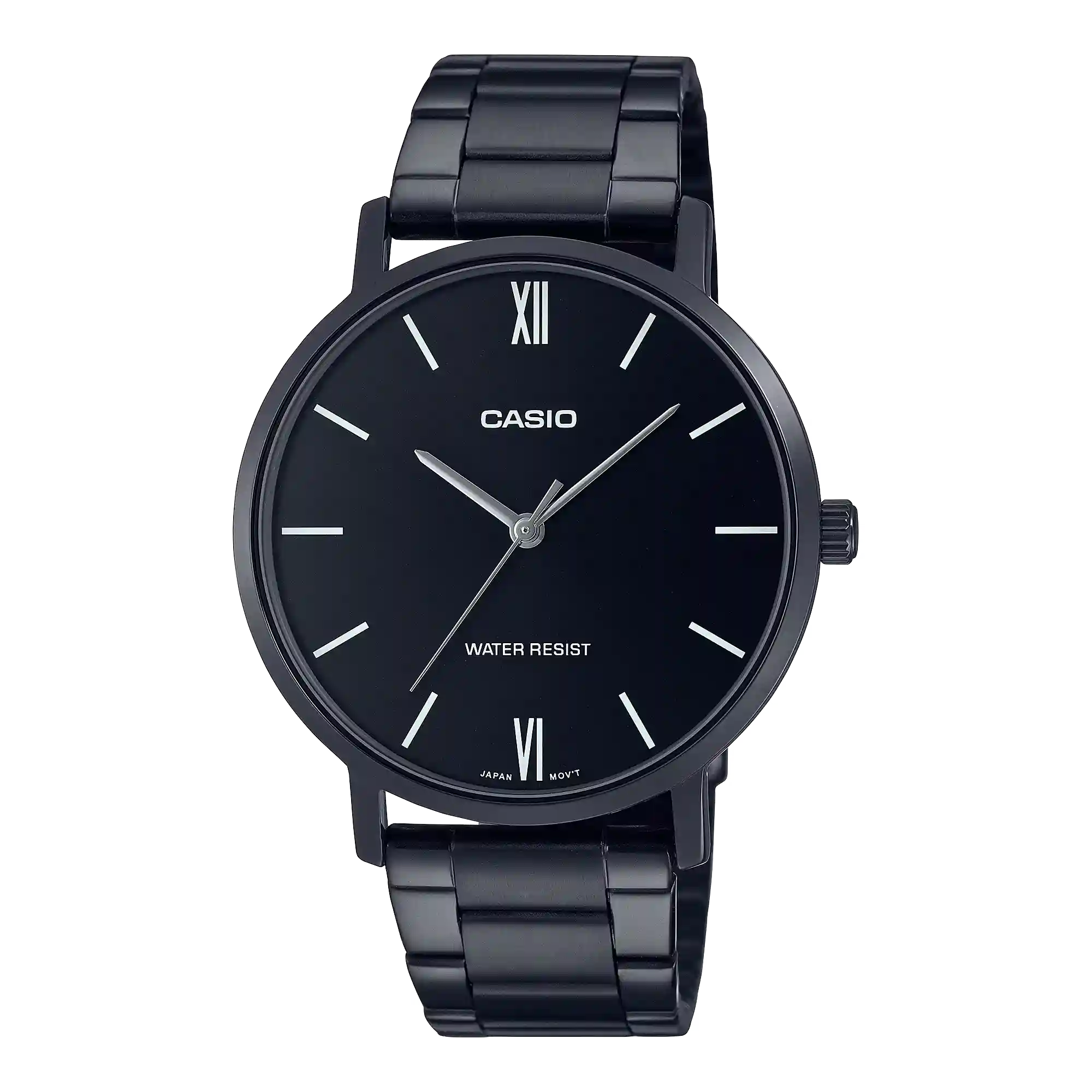 MTP-VT01B-1B-PRICE-IN-PAKISTAN Casio MTP-VT01B-1B price in Pakistan black dial men's analog watch with black ion plated steel band