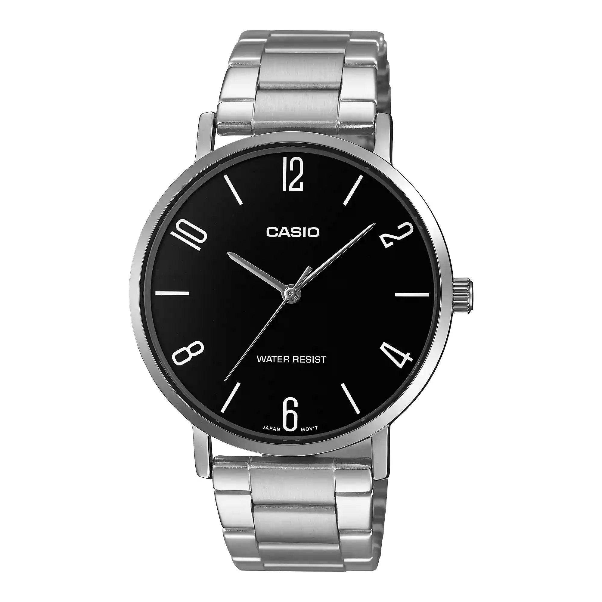 MTP-VT01D-1B2 Casio MTP-VT01D-1B2 price in Pakistan – men's silver watch with black dial