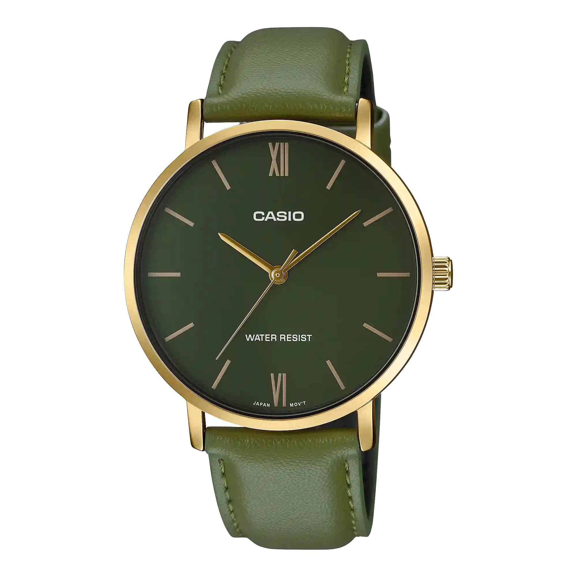 MTP-VT01GL-3B Casio MTP-VT01GL-3B price in Pakistan green dial gold tone men's analog watch with green leather band