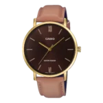 Casio MTP-VT01GL-5B price in Pakistan brown dial gold tone men's analog watch with brown leather band