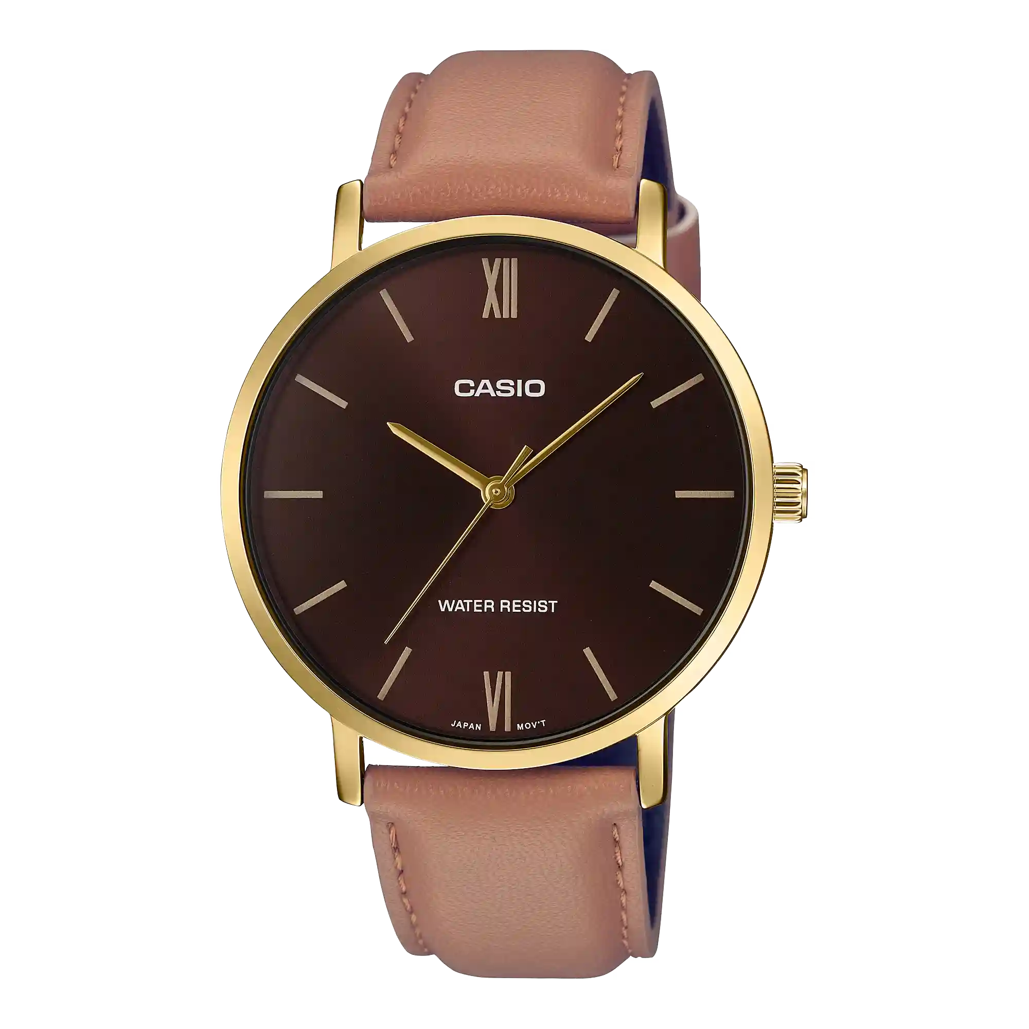 MTP-VT01GL-5B Casio MTP-VT01GL-5B price in Pakistan brown dial gold tone men's analog watch with brown leather band
